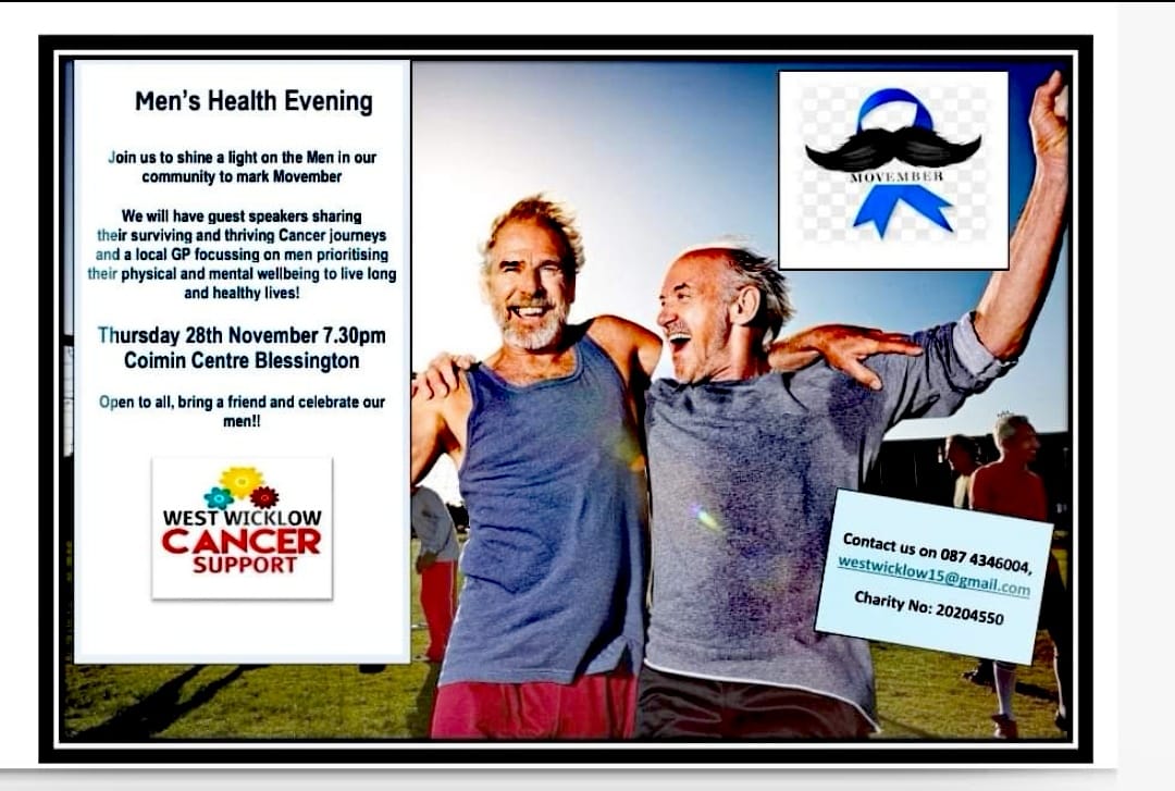 Men's Health Evening - Thursday the 28th 7.30PM Coimin Centre Blessington - All welcome