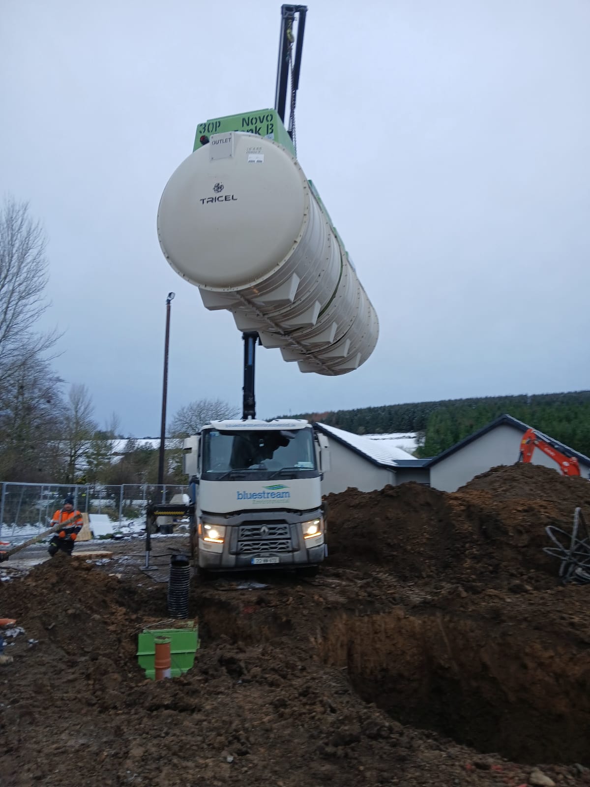 Bluestream Environmental installation of a Tricel P30 Pumped Wastewater Treatment System - Photos