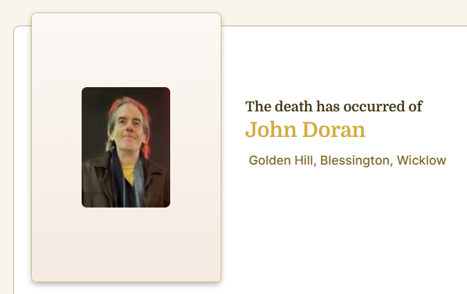 John Doran - Sudden Passing